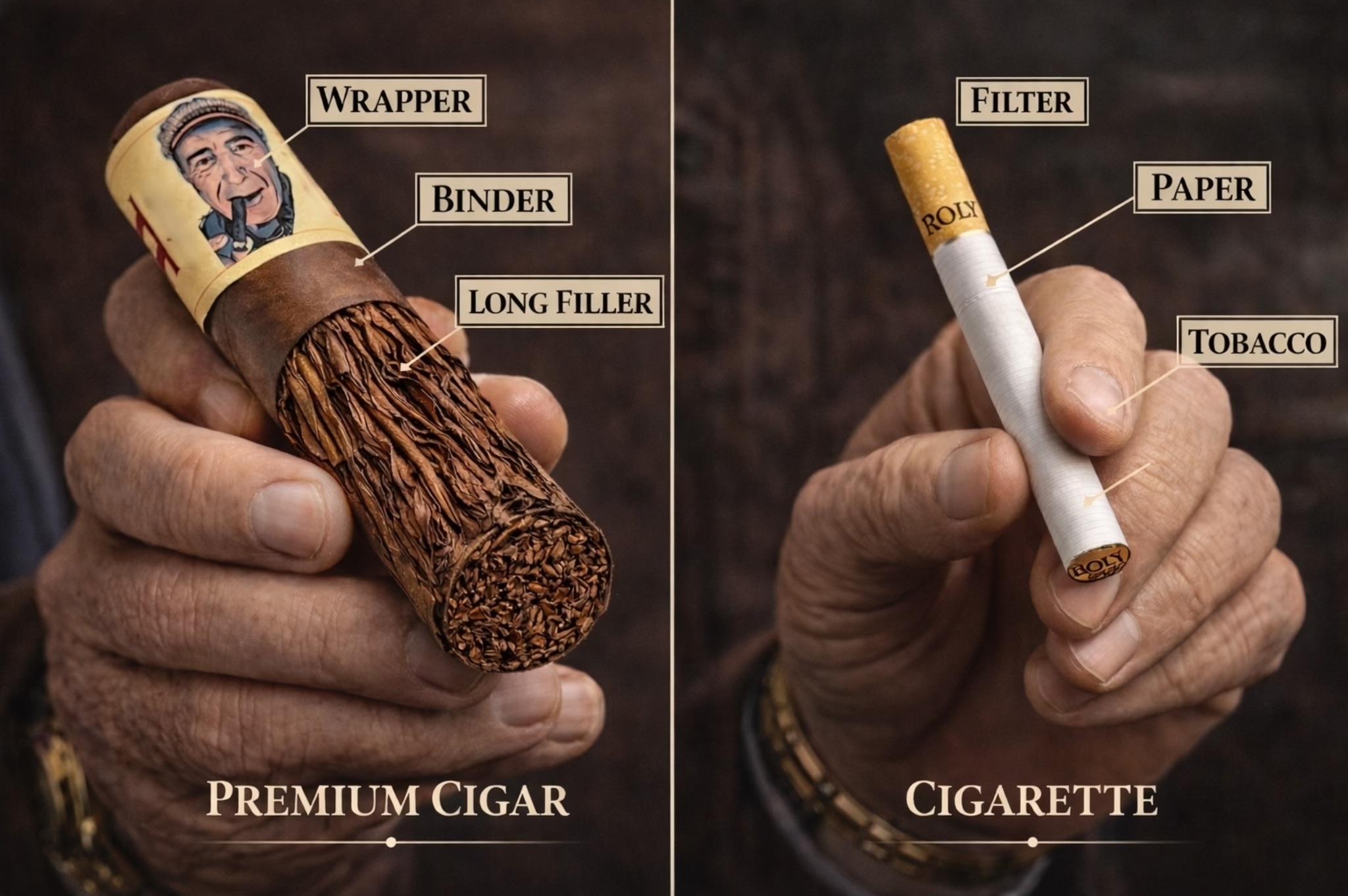 Cigar and cigarette anatomy